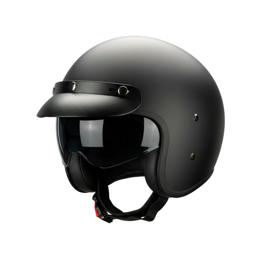 Casco Retro Jet Negro Mate