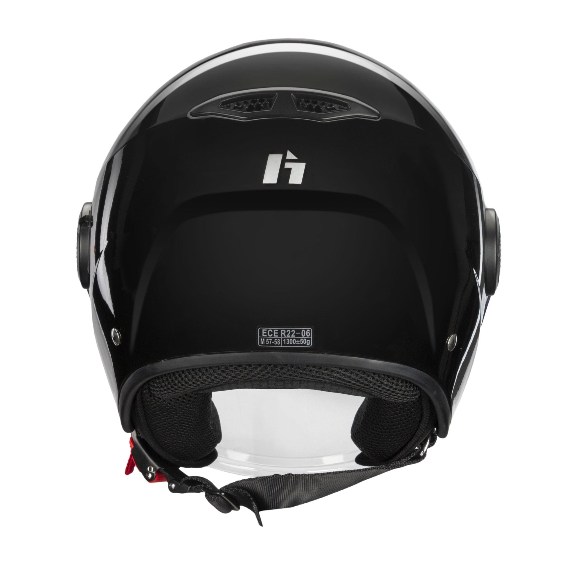 Casco Demi Jet Ctr Negro Brillo - Hebo