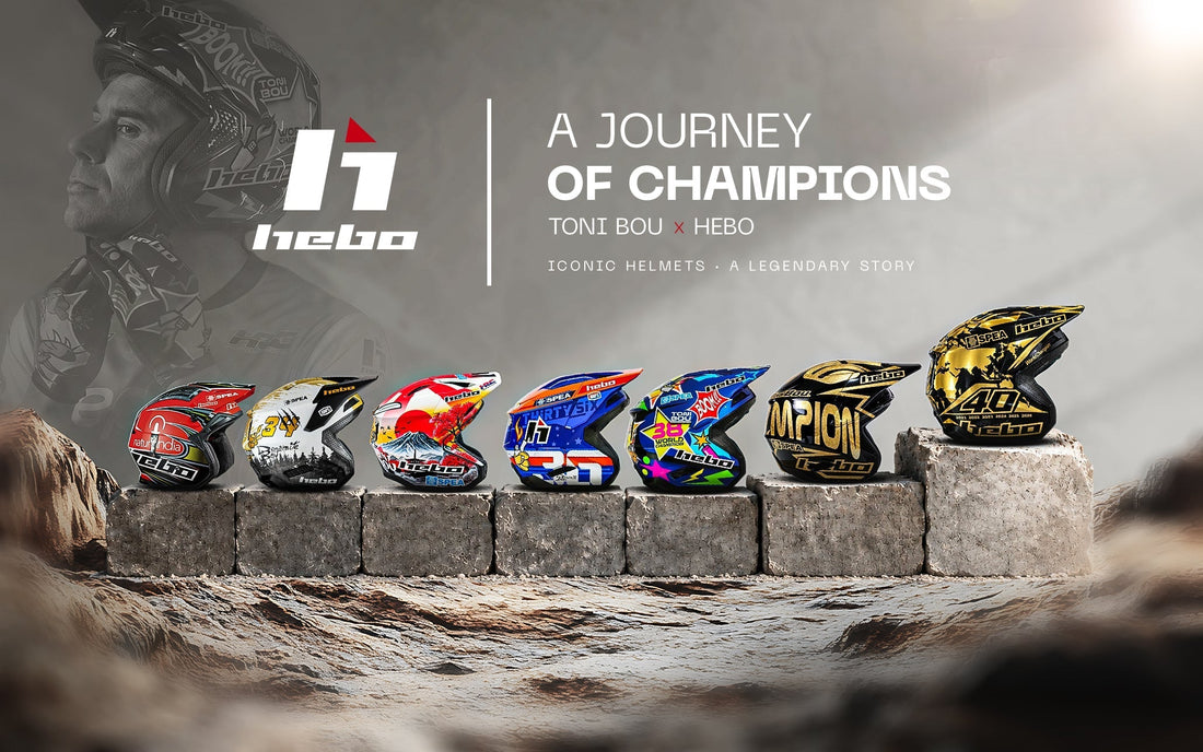 Toni Bou alcanza los 40 títulos mundiales con HEBO: dos décadas de historia contadas a través de sus cascos - Hebo