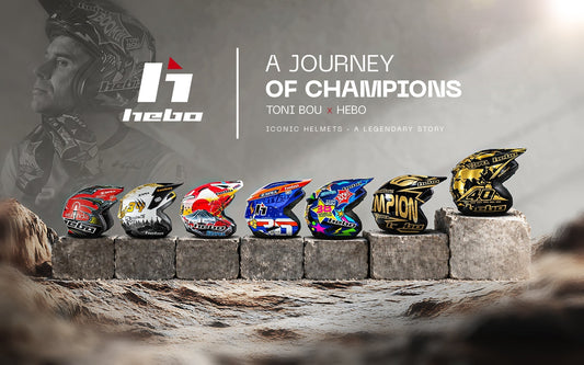 Toni Bou alcanza los 40 títulos mundiales con HEBO: dos décadas de historia contadas a través de sus cascos - Hebo