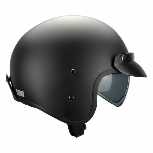 Casco Retro Jet Negro Mate - Hebo